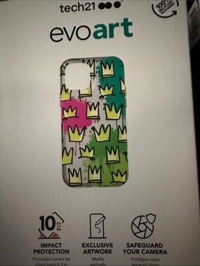 tech21 evoart Crown Pattern Phone Case in Green, Pink, Yellow